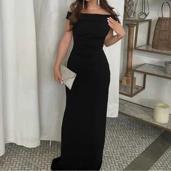 Black strapless bodycon maxi dress